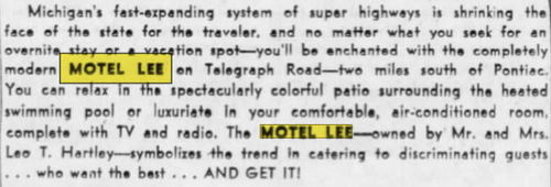 Motel Lee - Sept 1961 Ad